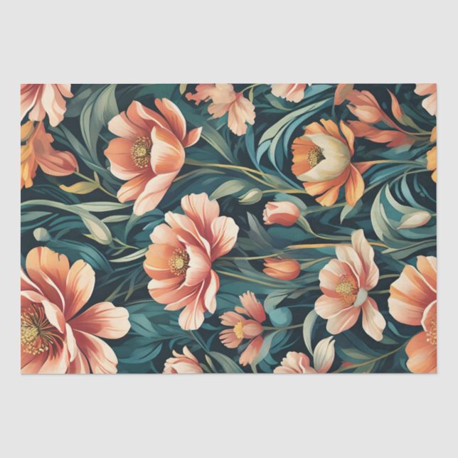 Papel De Seda Diseño floral Art Déco (Anverso)