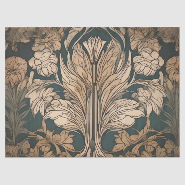 Papel De Seda Diseño floral Art Deco (Anverso)