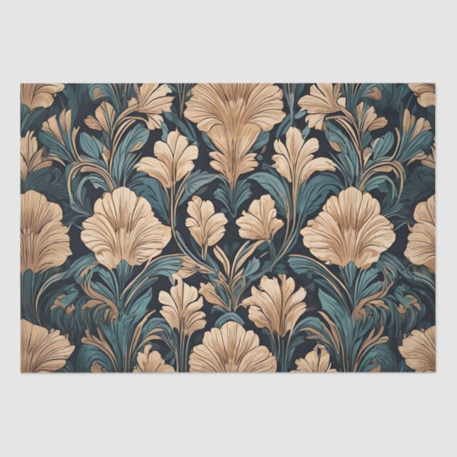 Papel De Seda Diseño floral Art Déco (Anverso)