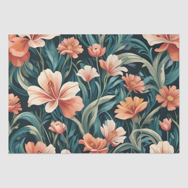 Papel De Seda Diseño floral Art Déco (Anverso)