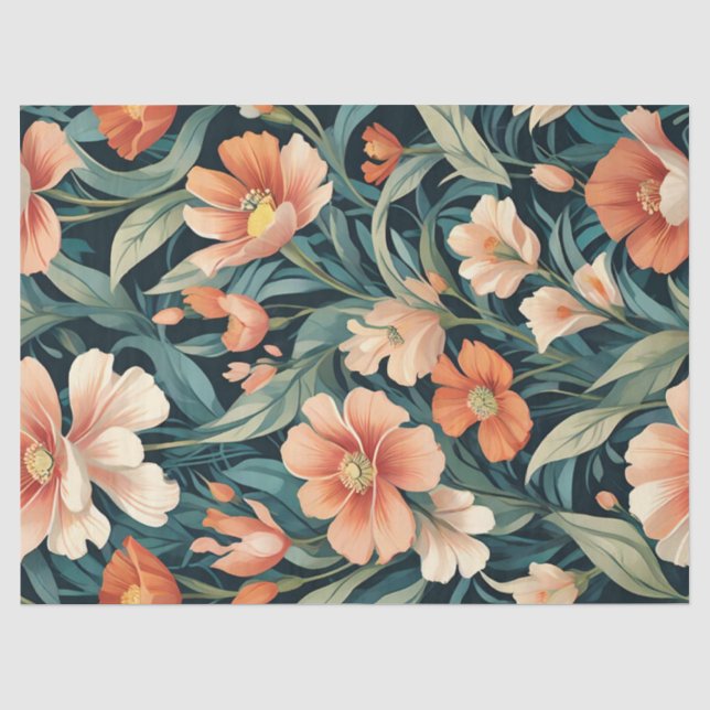 Papel De Seda Diseño floral Art Déco (Anverso)