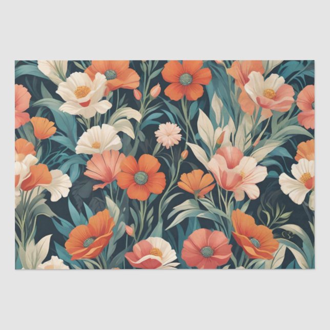 Papel De Seda Diseño floral Art Déco (Anverso)