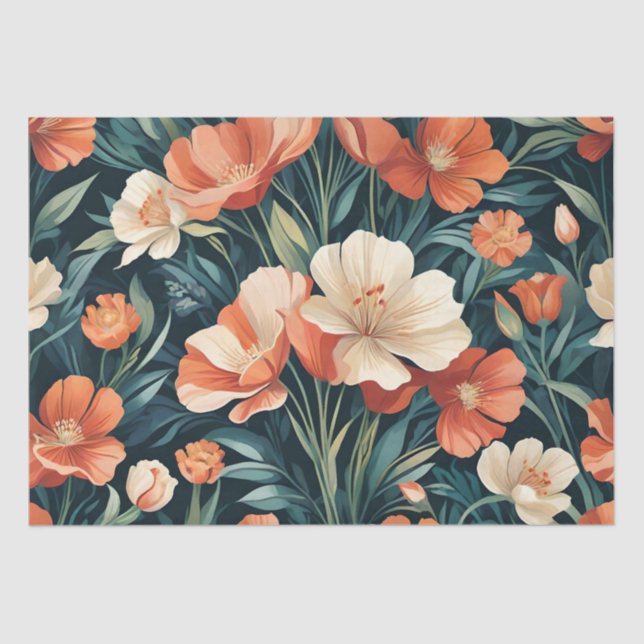 Papel De Seda Diseño floral Art Déco (Anverso)