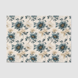 Papel De Seda Diseño floral azul oscuro