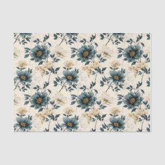Papel De Seda Diseño floral azul oscuro