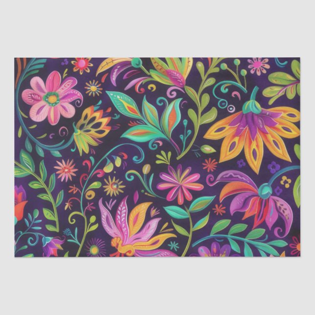 Papel De Seda Diseño floral caprichoso (Anverso)