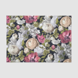 Papel De Seda Diseño floral con anémonas y Rosas