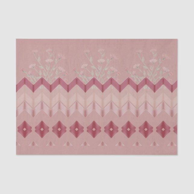 Papel De Seda Diseño Floral Con Rosa (Anverso)