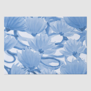 Papel De Seda Diseño floral de acuarela azul