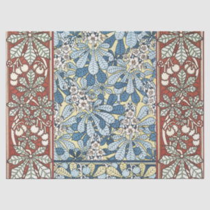Papel De Seda Diseño Floral de Castaño Art Nouveau Antiguo