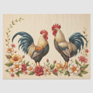 Papel De Seda Diseño floral de gallo