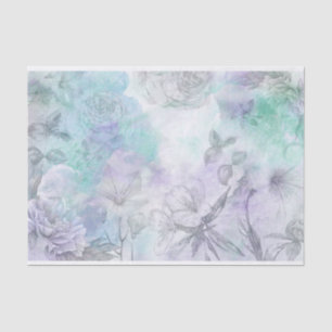 Papel De Seda Diseño floral de la acuarela del azul y de la