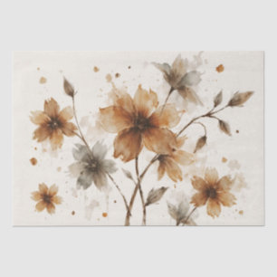 Papel De Seda Diseño Floral Marrón y Gris