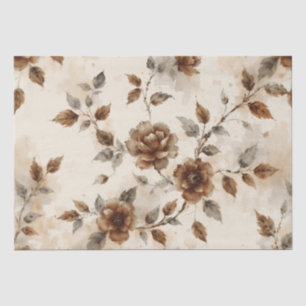 Papel De Seda Diseño Floral Marrón y Gris