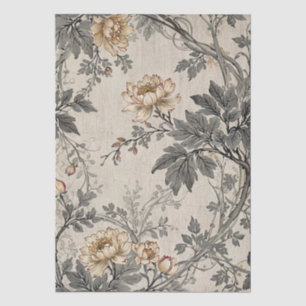 Papel De Seda Diseño Floral Marrón y Gris