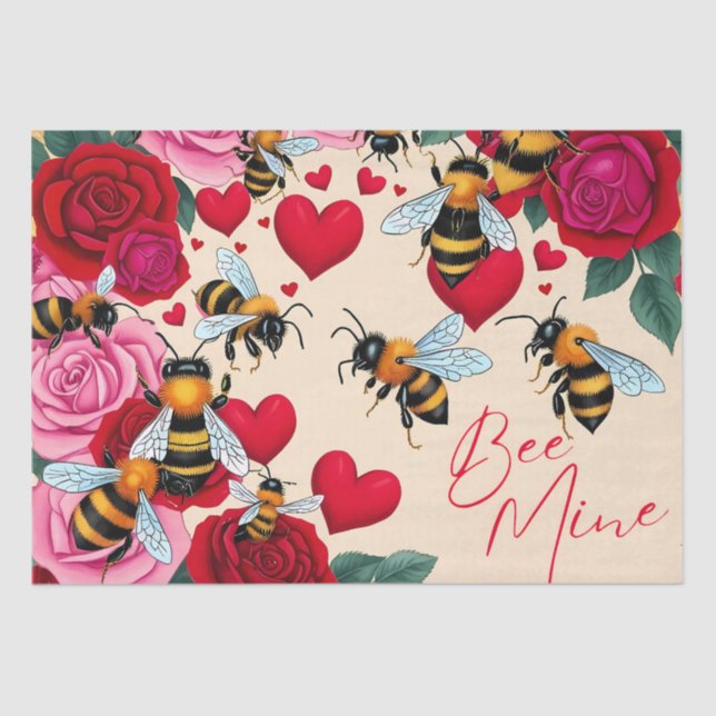 Papel De Seda Diseño floral romántico de Bee Mine (Anverso)