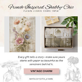 Papel De Seda Diseño floral shabby-chic de inspiración francesa
