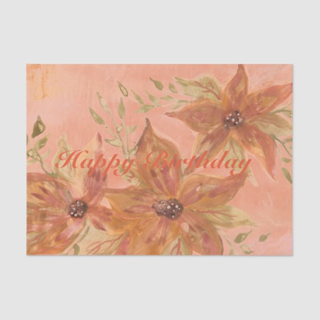 Papel De Seda Diseño florido con coral (Anverso)