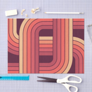 Papel De Seda Diseño geométrico retro de estilo MCM años 70