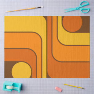Papel De Seda Diseño geométrico retro de estilo MCM años 70