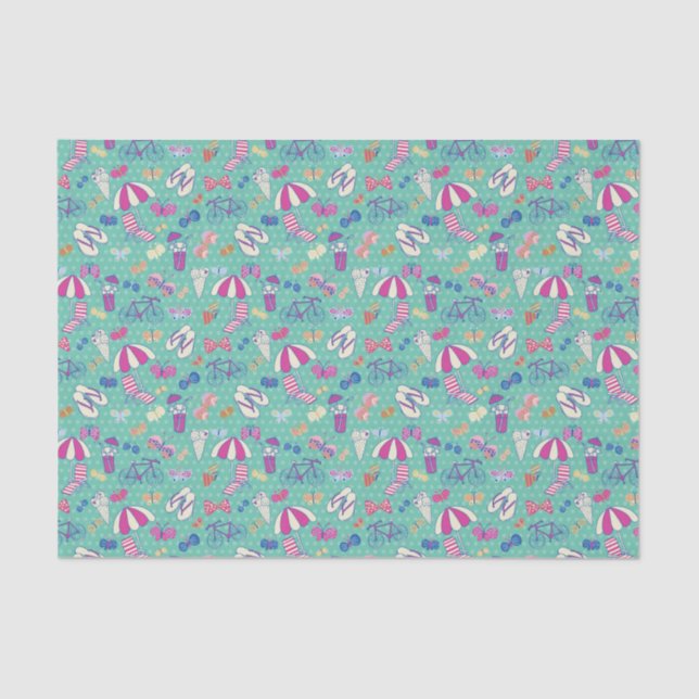 Papel De Seda Diseño Hermoso Con Elementos De Verano (Anverso)