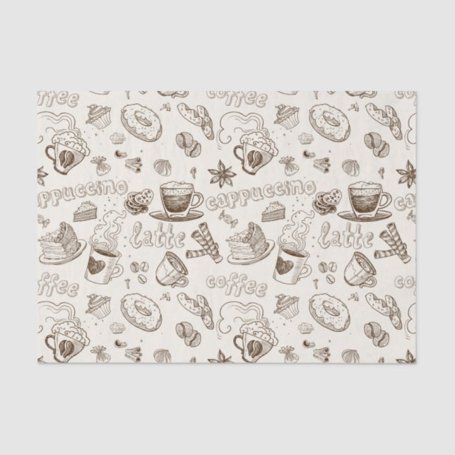 Papel De Seda Diseño hermoso del café express del café (Anverso)