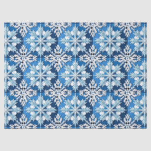 Papel De Seda Diseño Intrincado de Copo de Nieve Azul