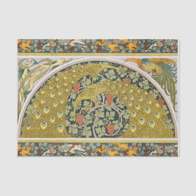 Papel De Seda Diseño intrincado de estilo Art Nouveau pavo (Anverso)