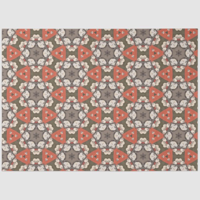 Papel De Seda Diseño japonés en forma de círculo rojo y gris (Anverso)