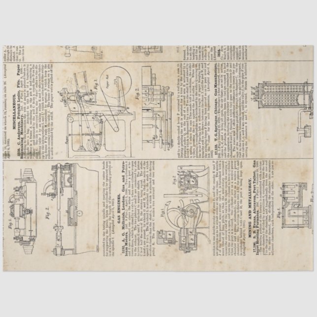 Papel De Seda Diseño mecánico de Steampunk serie 1 (Anverso)