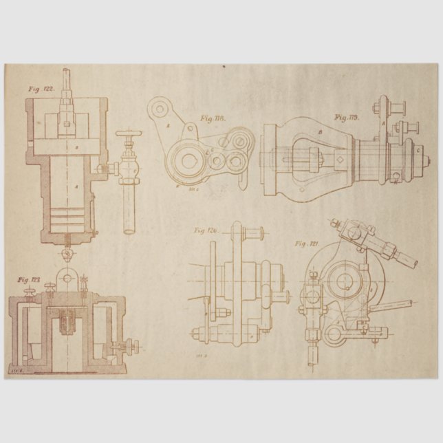 Papel De Seda Diseño mecánico de Steampunk serie 2 (Anverso)