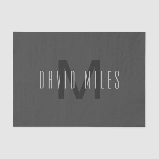 Papel De Seda Diseño moderno de monograma mínimo editable gris o (Anverso)