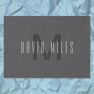 Papel De Seda Diseño moderno de monograma mínimo editable gris o