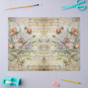Papel De Seda Diseño musical de chapa floral victoriana vintage