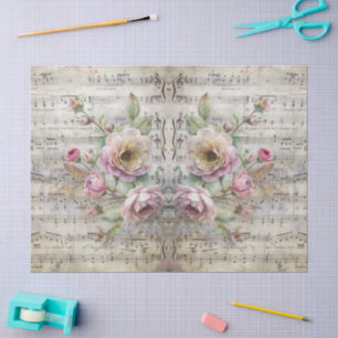 Papel De Seda Diseño musical de chapa floral victoriana vintage