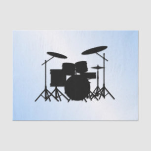 Papel De Seda Diseño musical de tambores azul