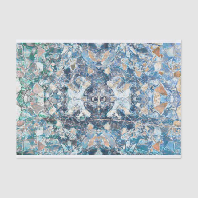 Papel De Seda Diseño nativo americano tribal clásico azul (Anverso)