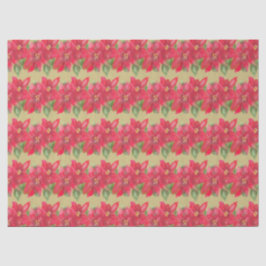 Papel De Seda Diseño Navideño de Poinsettia Pintado de Rojo y Ve