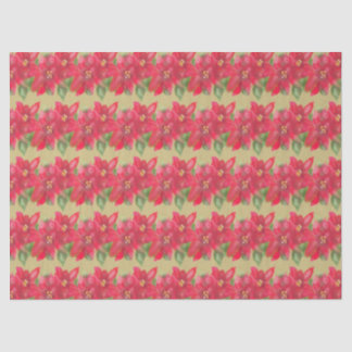 Papel De Seda Diseño Navideño de Poinsettia Pintado de Rojo y Ve