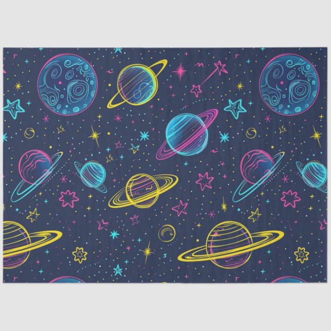Papel De Seda Diseño Neon Cosmos Series 3 (Anverso)