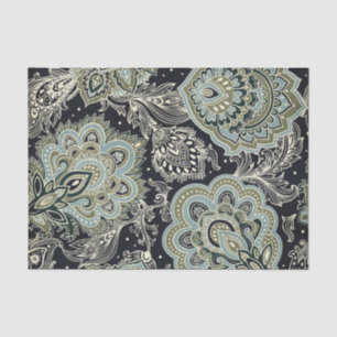 Papel De Seda Diseño paisley en tonos azules y verdes