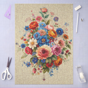 Papel De Seda Diseño personalizado efecto crackle floral decoupa