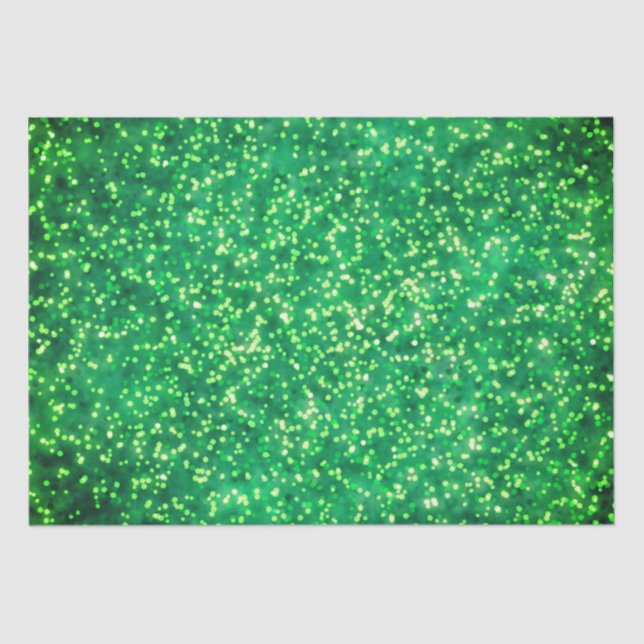 Papel De Seda Diseño Purpurina de bonito Verde Faux (Anverso)