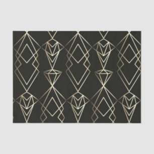 Papel De Seda Diseño retro clásico en negro y oro