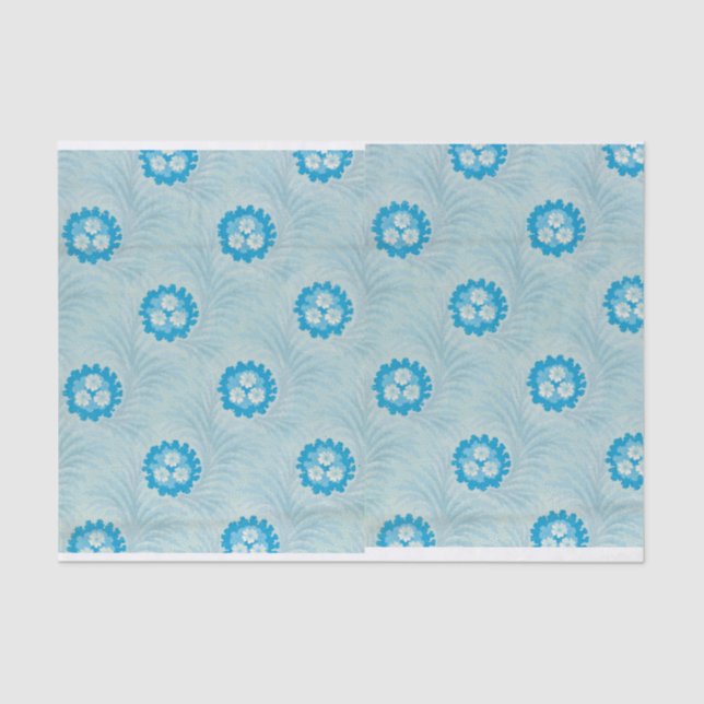 Papel De Seda Diseño retro floral azul (Anverso)