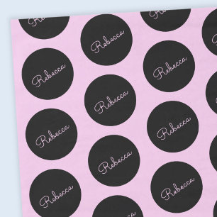 Papel De Seda Diseño retro-moderno de lunares negro y rosa