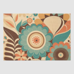 Papel De Seda Diseño retro vintage de color marrón floral beizan