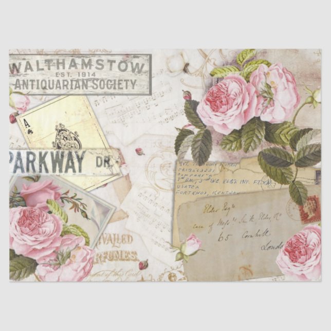 Papel De Seda Diseño romántico de serie Rosa 3 (Anverso)