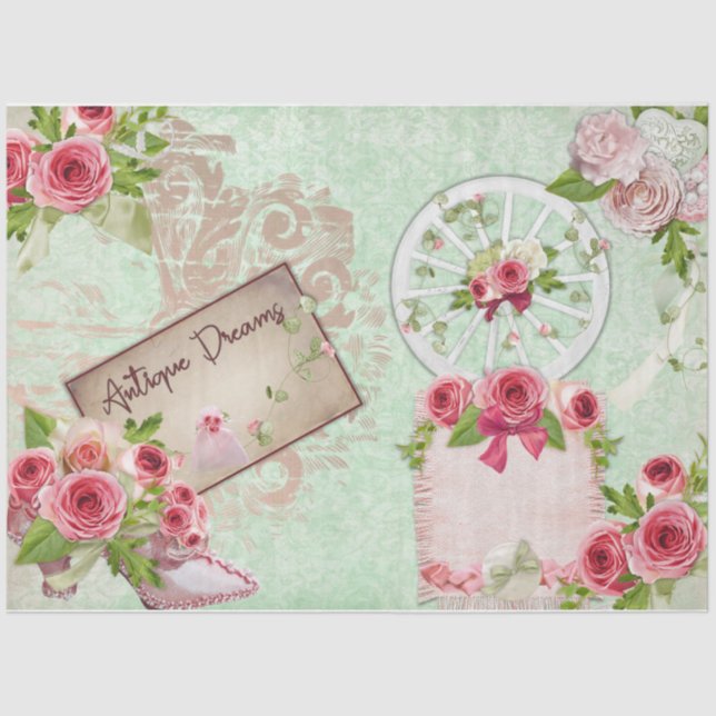 Papel De Seda Diseño romántico de serie Rosa 9 (Anverso)