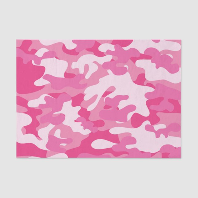 Papel De Seda Diseño rosado y blanco de Camo (Anverso)